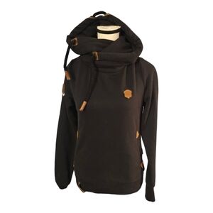 Naketano Women’s Heavyweight Hooded Sweatshirt Size Small Cowl Neckline Cozy. 